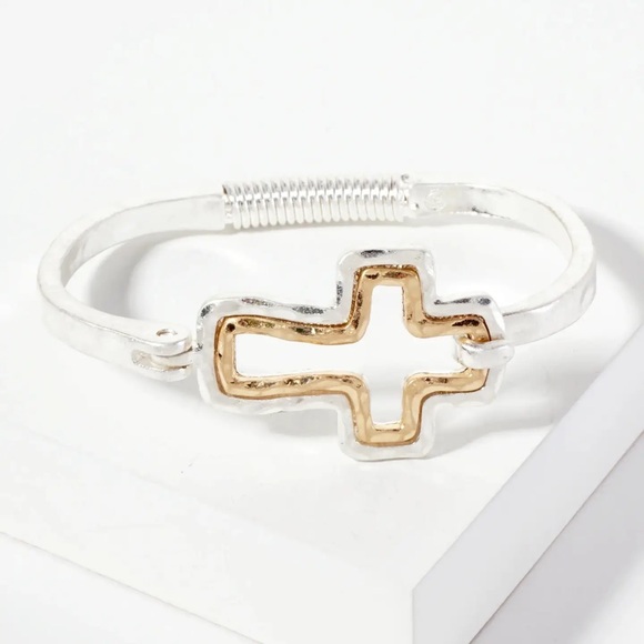 Bijou Gold and Silver Cross Bracelet - Picture 5 of 8
